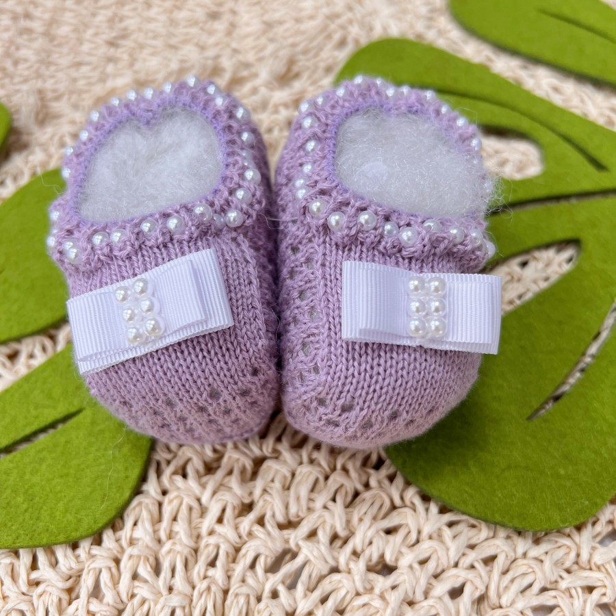 Sapatinho/sapatilha de linha Laço gorgurão lilás